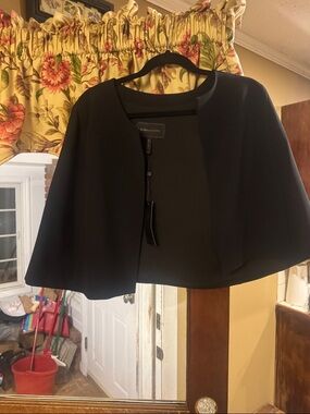 BCBGMaxAzria Black Cropped Cape Jacket